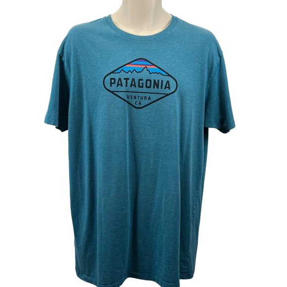 Patagonia Blue Short Sleeve Tee with Black Logo - Picture 3 of 7